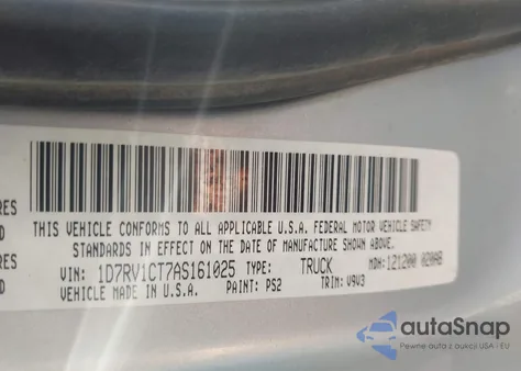 2010 Dodge Ram 1500 St из США, поврежденный, VIN 1D7RV1CT7AS161025